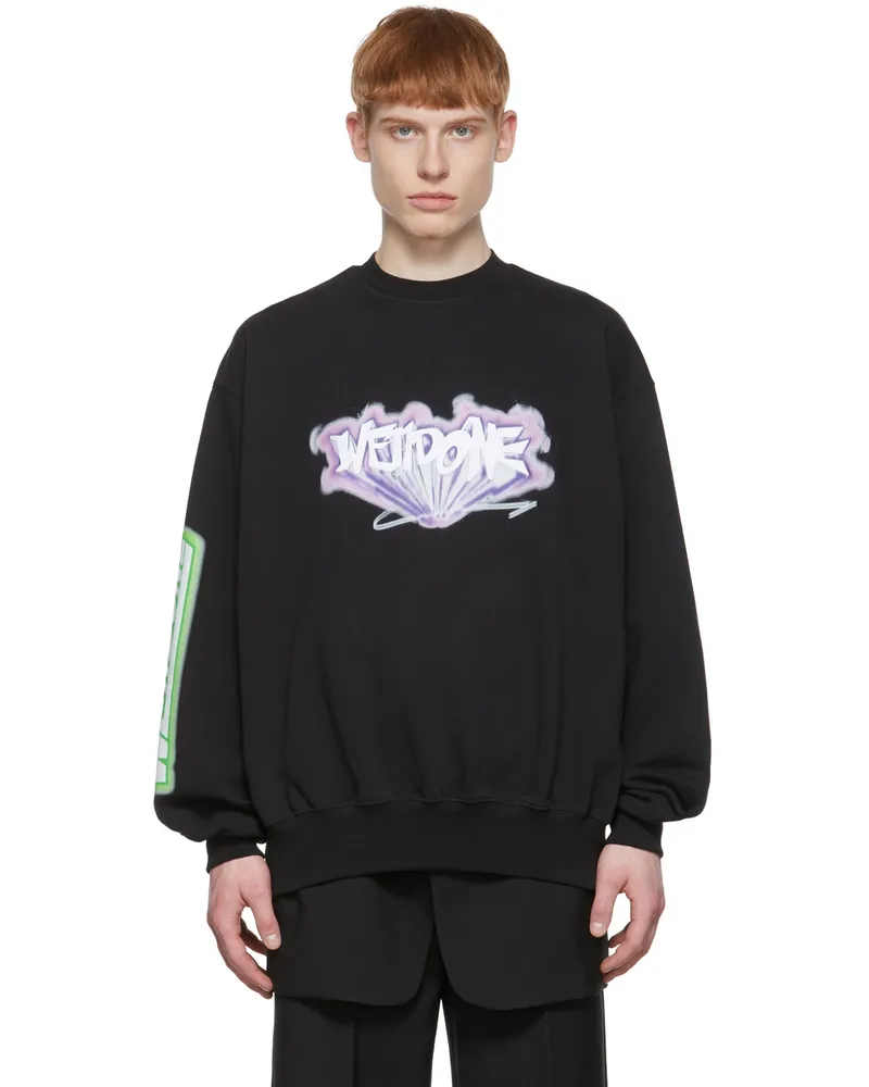 WE 11 DONE Black Cotton Sweatshirt Black