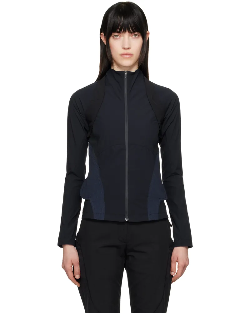 Hyein Seo Navy & Black Paneled Windbreaker Jacket Midnight