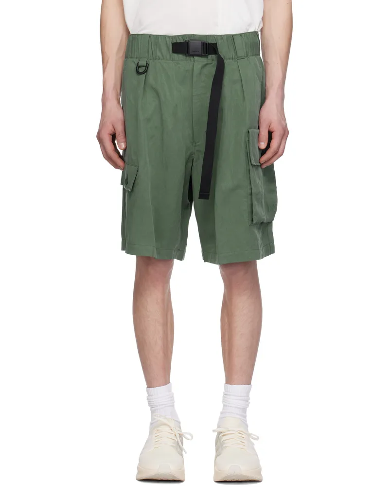 Y-3 Green Twill Cargo Shorts Green