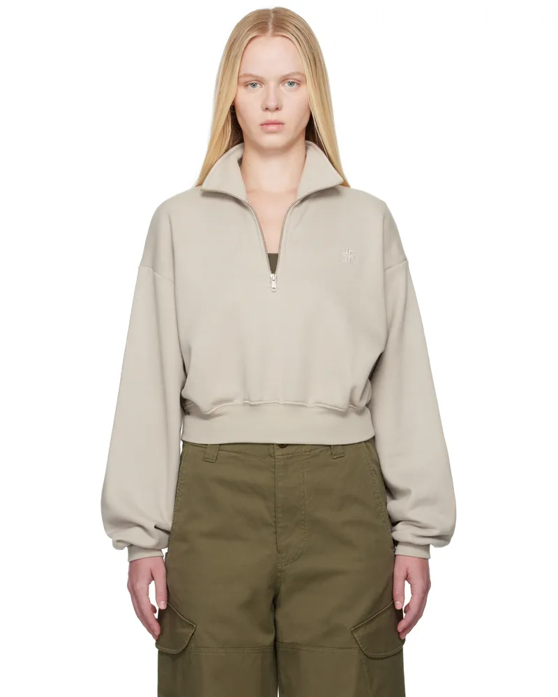 ÉTERNE Gray Cropped Half-Zip Sweatshirt Dove