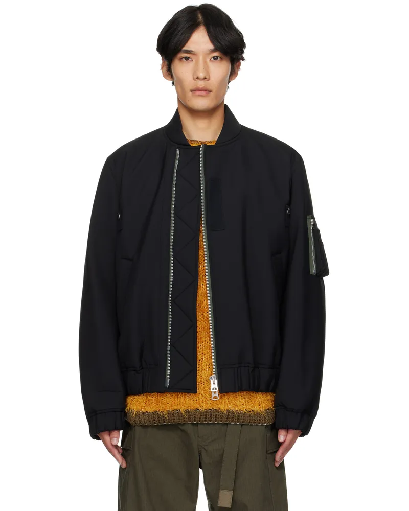 Sacai Black Suiting Blouson Bomber Jacket 001