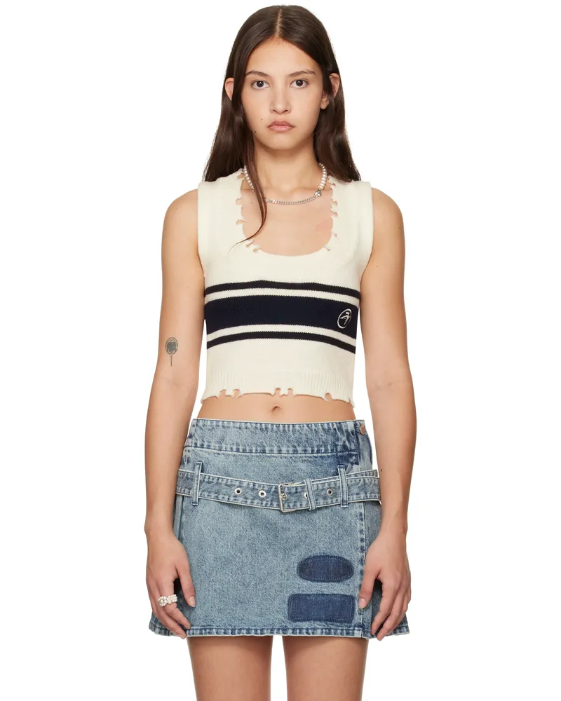 AMBUSH Off-White Destroyed Rib Round Neck Vest Tofu