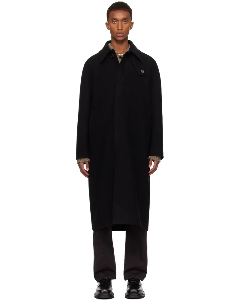 SOLID HOMME Black Wool Melton Coat 103b