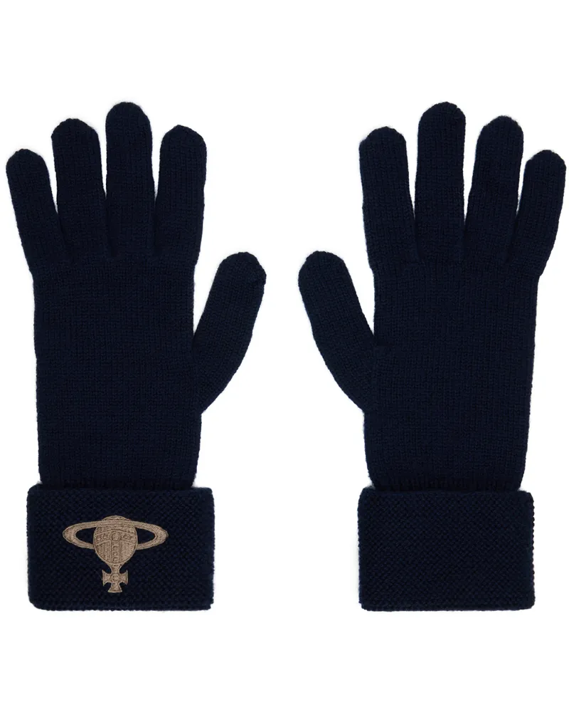 Vivienne Westwood Navy Embroidered Orb Gloves 233-k002s-k411ol