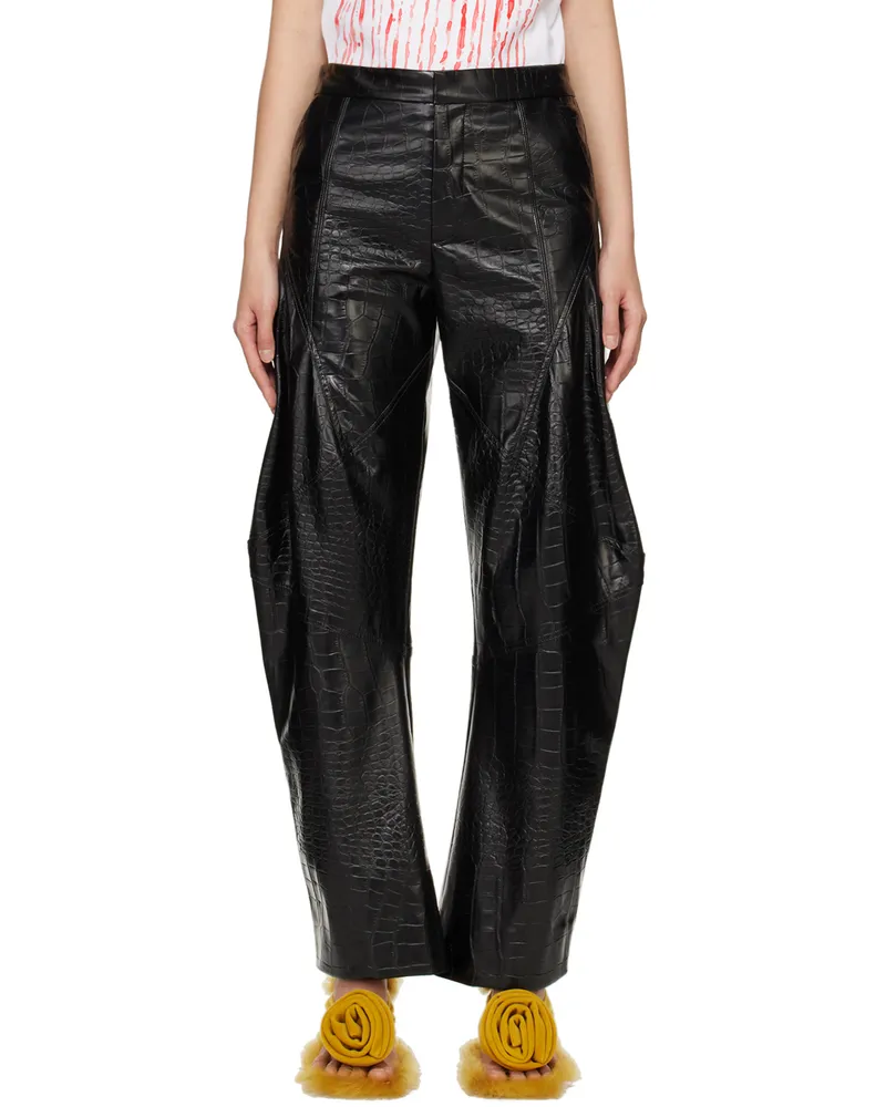 Puppets and Puppets Black Elliot Faux-Leather Trousers Black