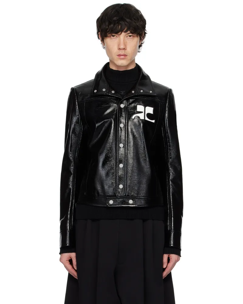 Courrèges Black Reedition Vinyl Jacket Black