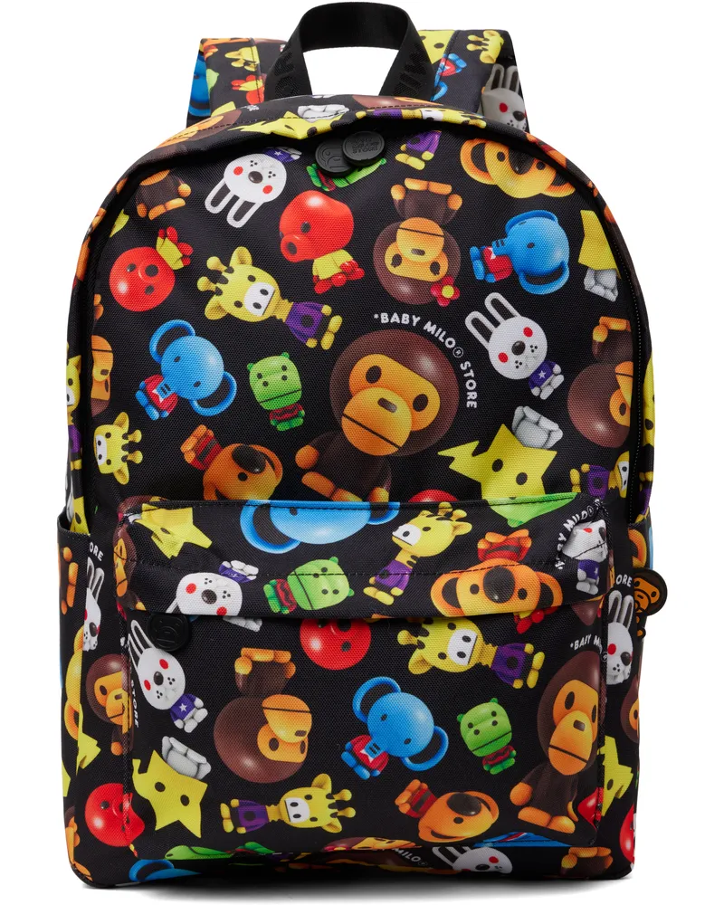BAPE Black Milo 3D All Print Pattern Medium Backpack Mlb