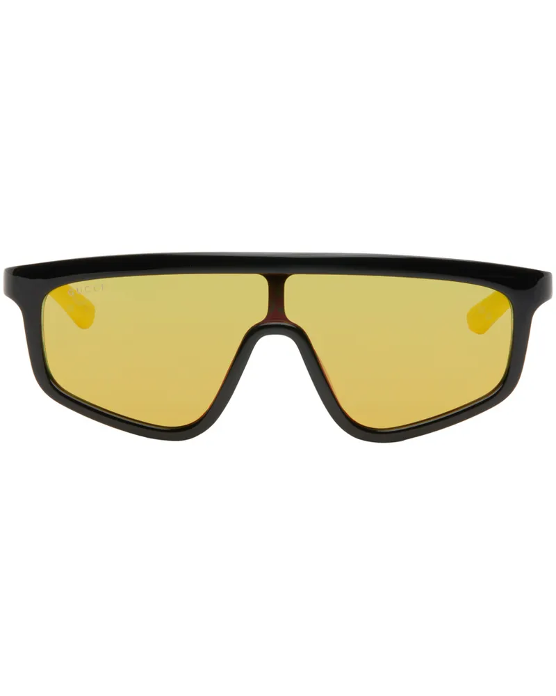 Gucci Black & Yellow Shield Sunglasses Black-yellow-yellow