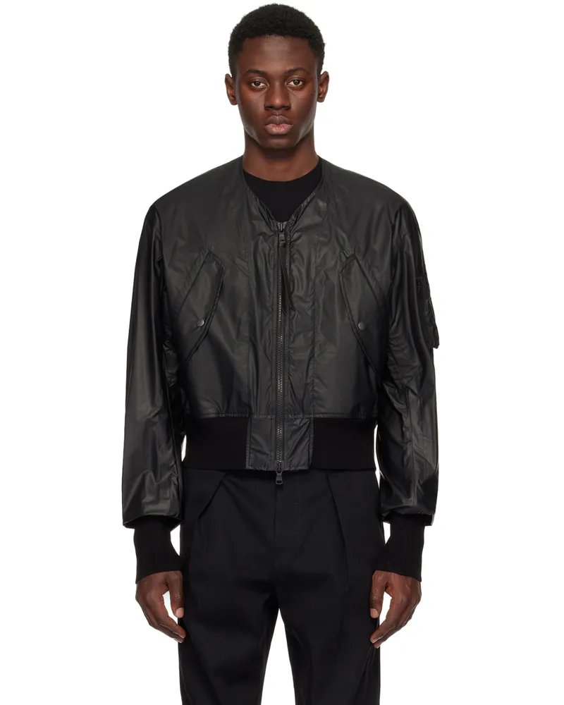 The Viridi-anne Black Short Bomber Jacket A-black