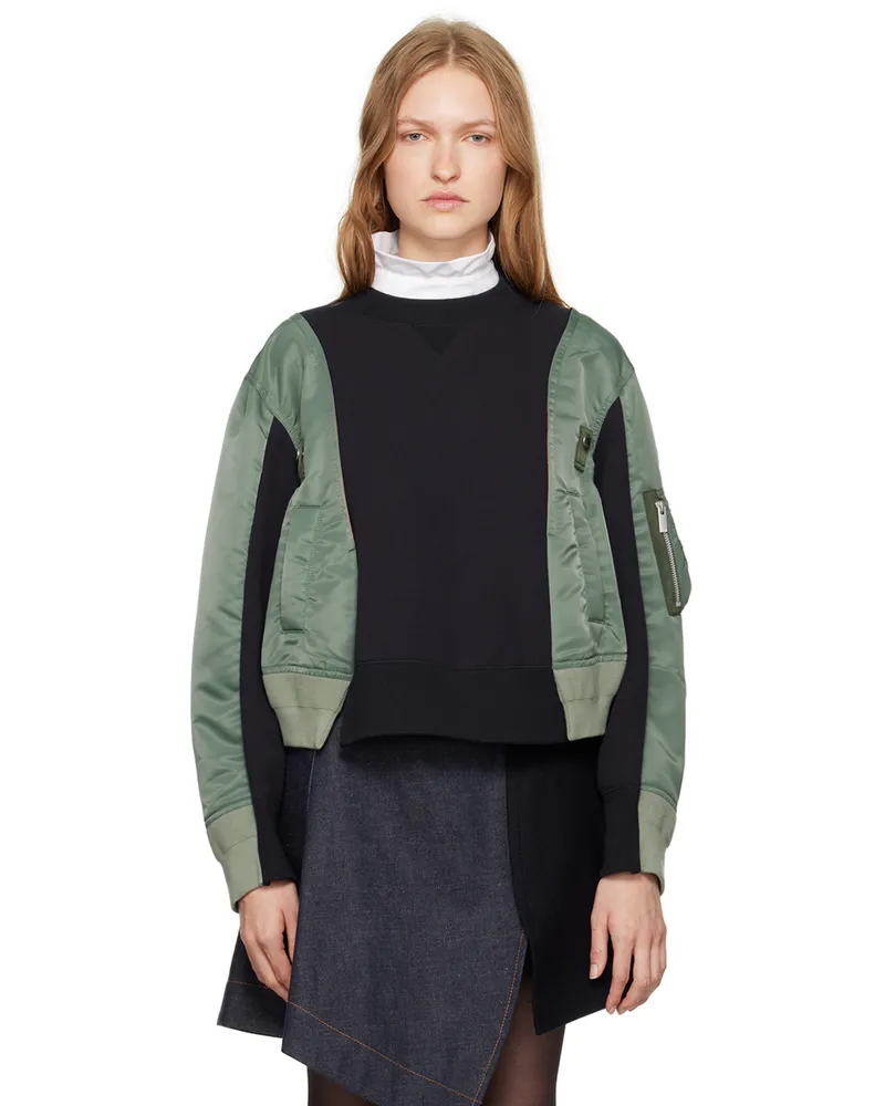 Sacai Navy & Green Bomber Sweatshirt 263
