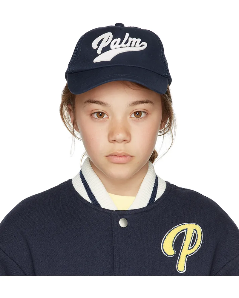 Palm Angels Kids Navy Logo Cap Navy