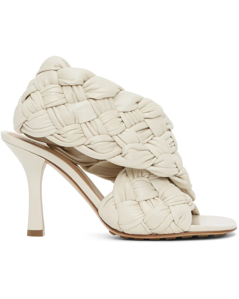Bottega Veneta Off-White Intrecciato Board Heeled Sandals 8279