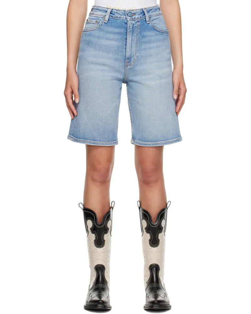 Ganni Blue Faded Denim Shorts 565