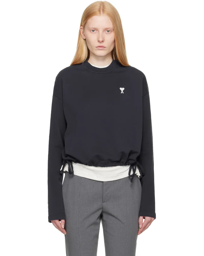 AMI Paris Navy Cotton Ami de Coeur Sweatshirt Night