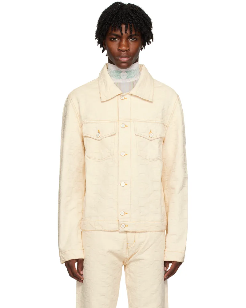 Casablanca Paris Off-White Monogram Denim Jacket Off