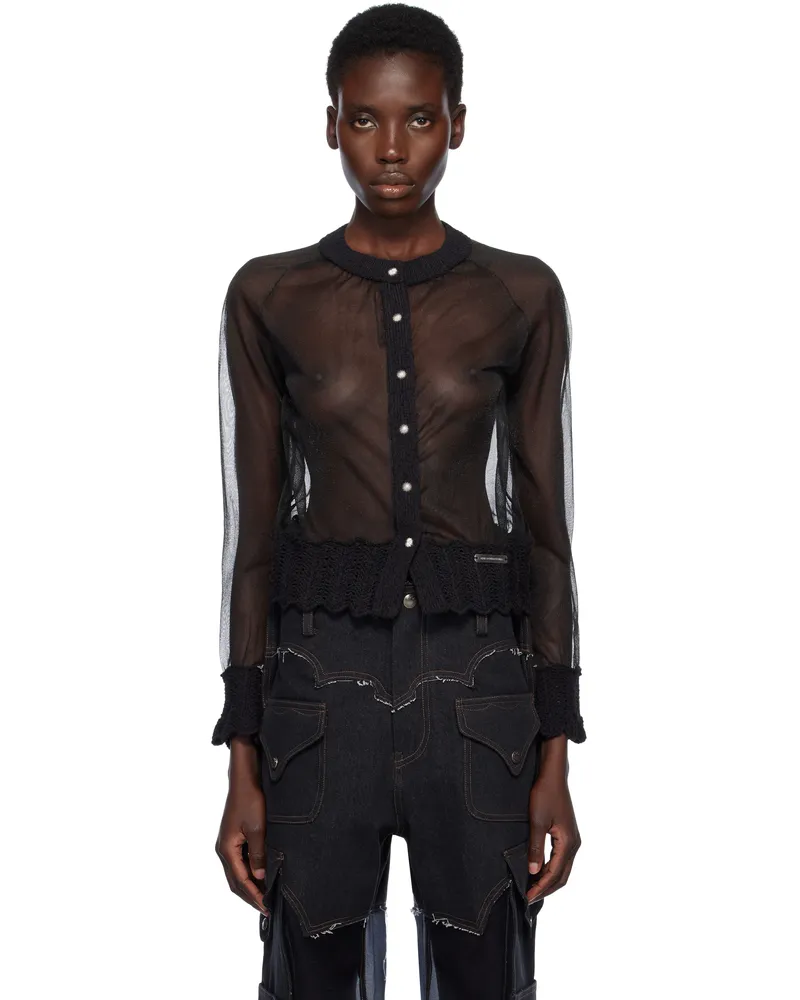 Andersson Bell Black Sheer Knit Cardigan Black