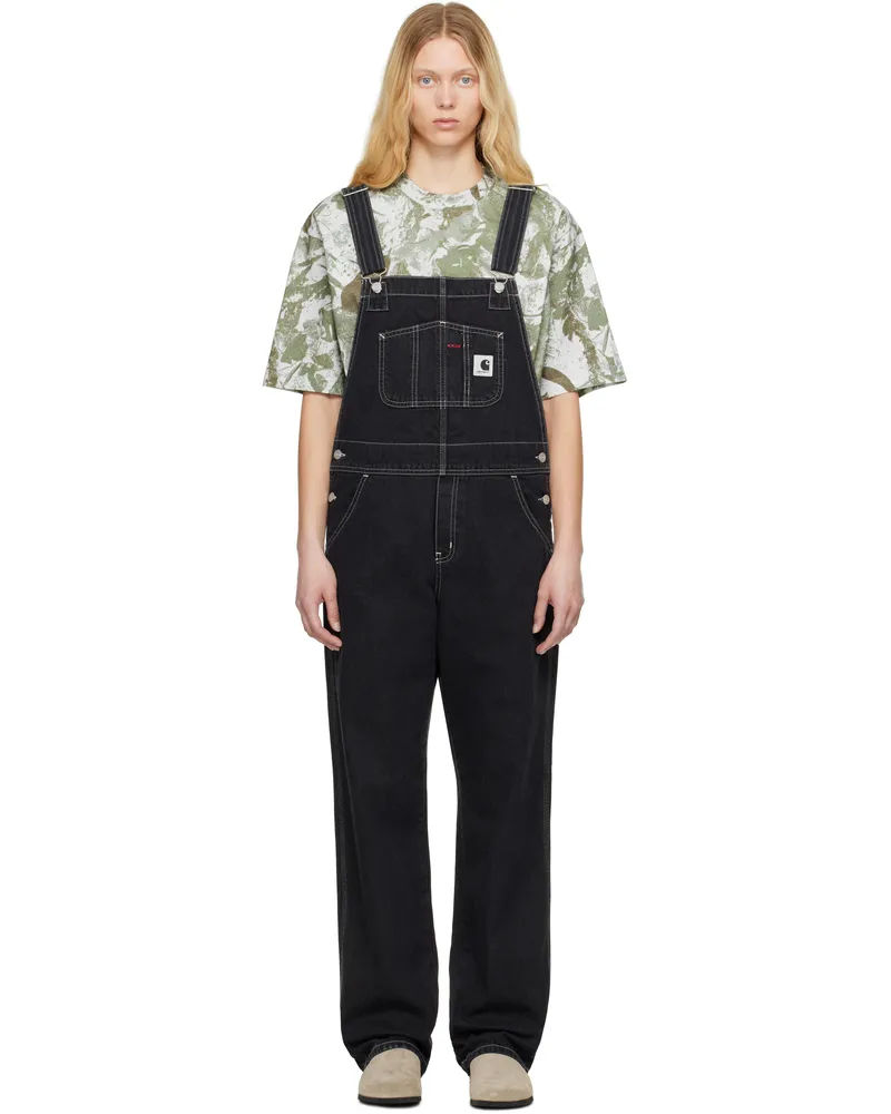 Carhartt WIP Black Bib Straight Denim Overalls Black