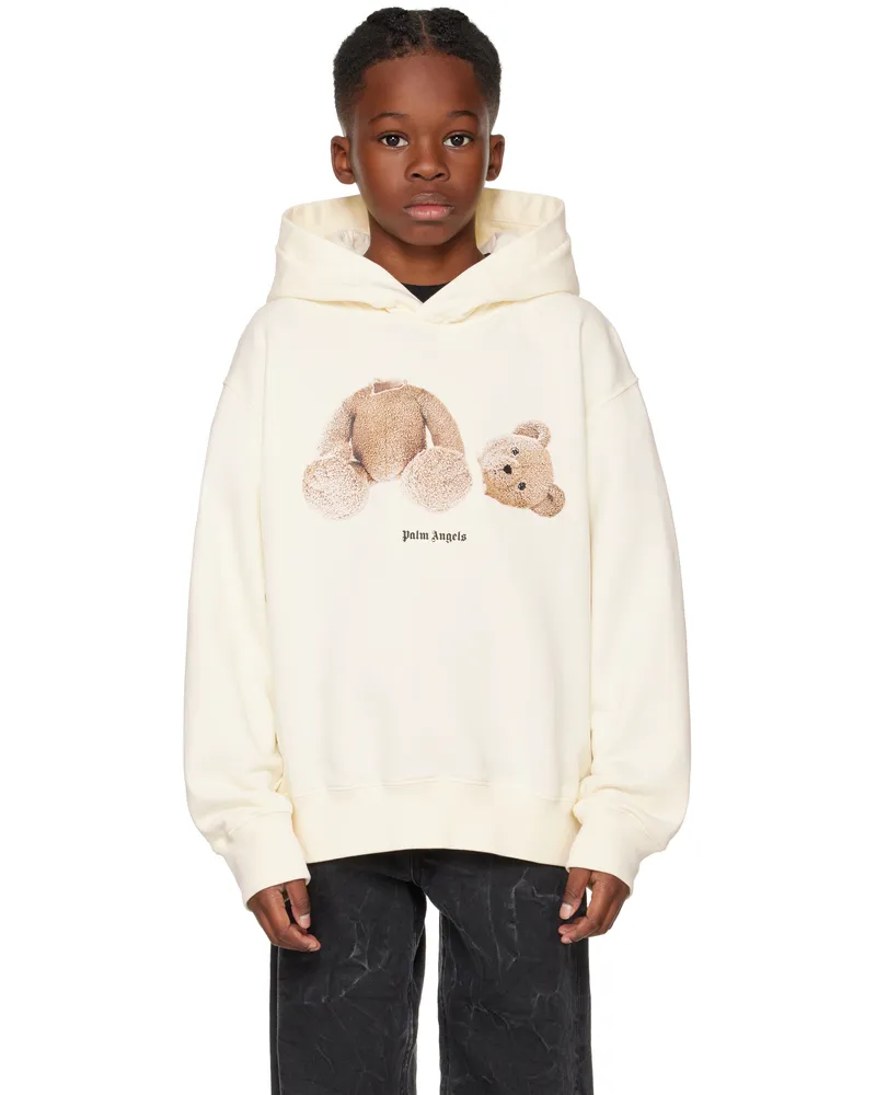 Palm Angels Kids Off-White Bear Hoodie Butter