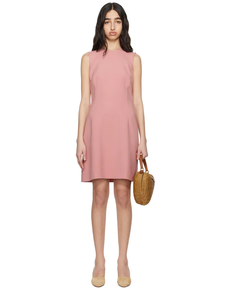 Dolce & Gabbana Pink Wool Crepe Fit & Flare Minidress F0473
