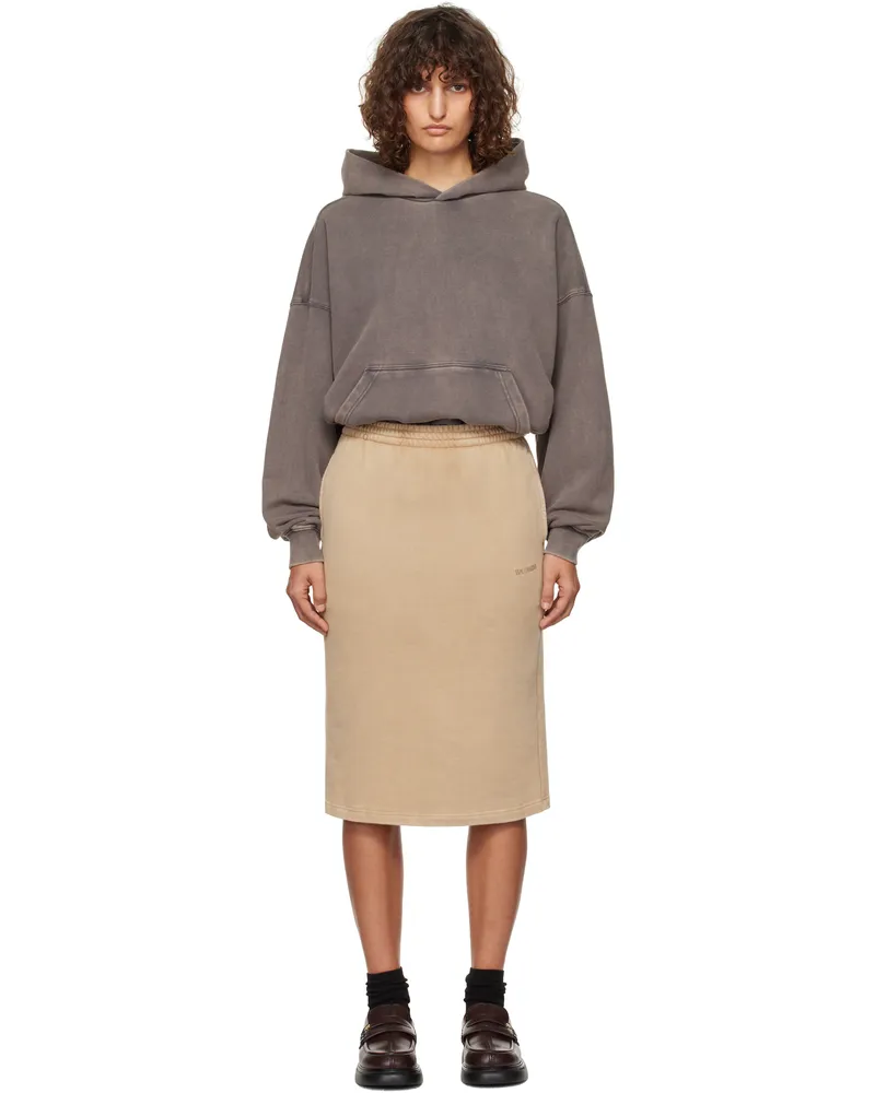 WE 11 DONE Gray & Brown Layered Hoodie Midi Dress Charcoal