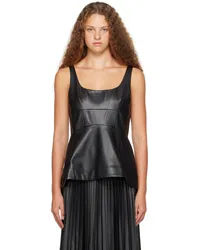 Proenza Schouler Black White Label Faux-Leather Tank Top Black