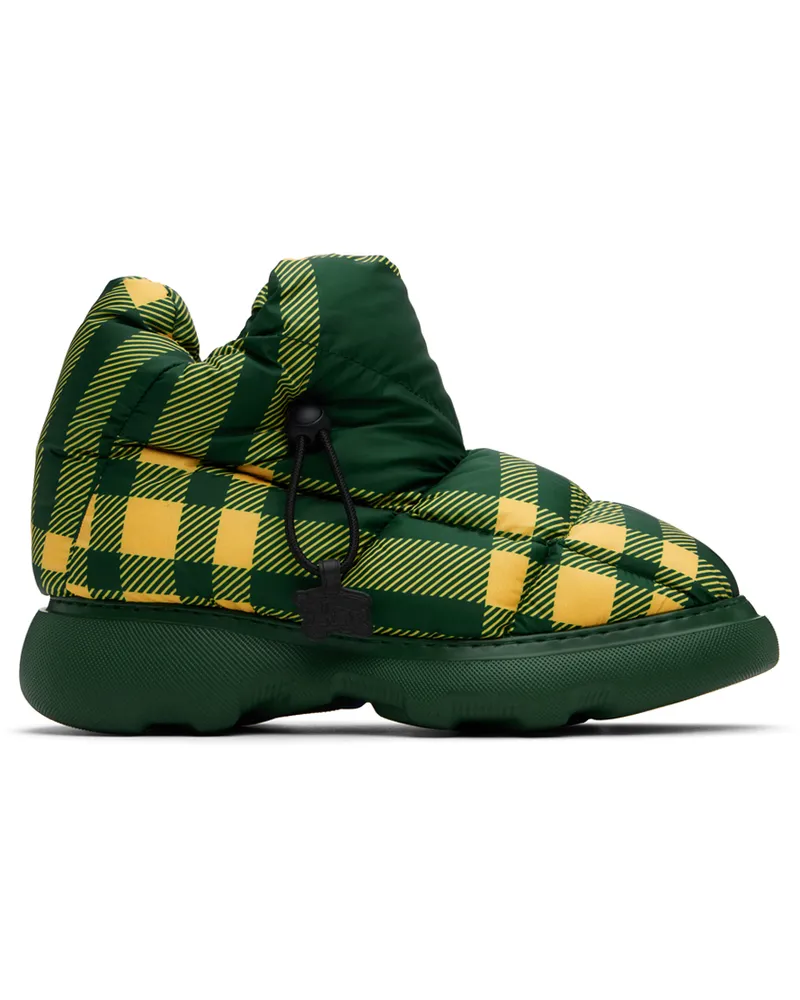 Burberry Green & Yellow Check Pillow Boots Primrose