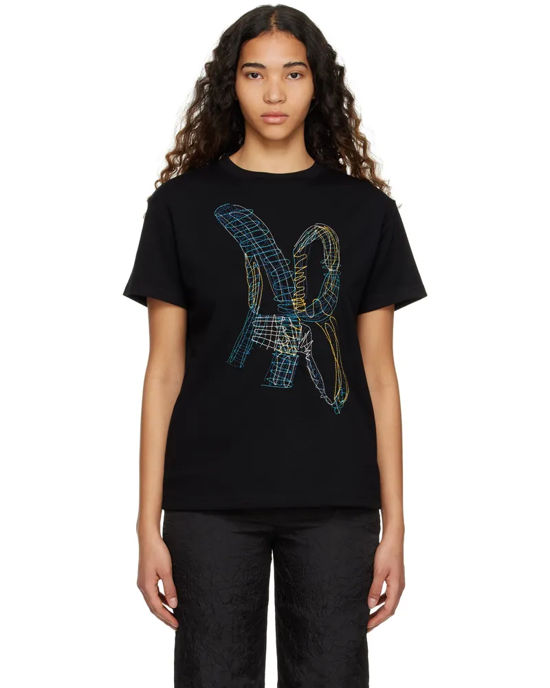 Andersson Bell Black 'AB' Embroidered T-Shirt Black