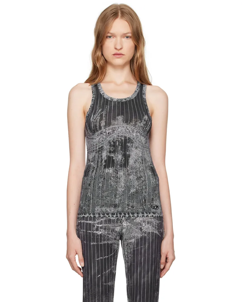 Diesel Black T-Stripe Tank Top 9xxa