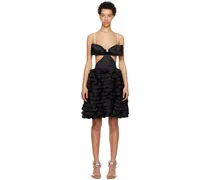 Black Mercerized Cutout Mini Dress