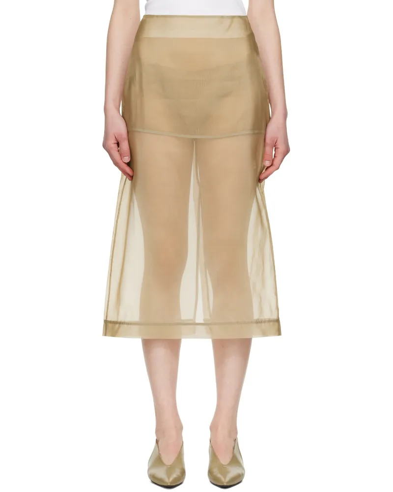 FRANKIE Shop Beige Peri Sheer Midi Skirt 257