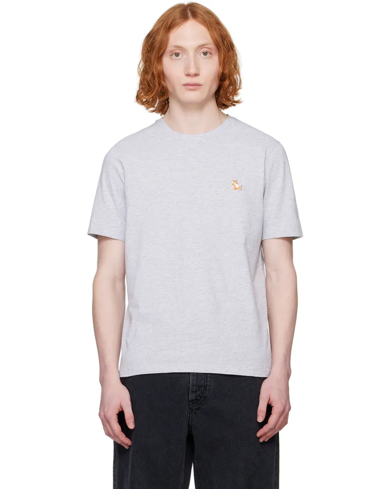 Kitsuné Gray Chillax Fox Patch Regular T-shirt H120