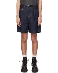 Sacai Indigo Belted Denim Shorts Indigo