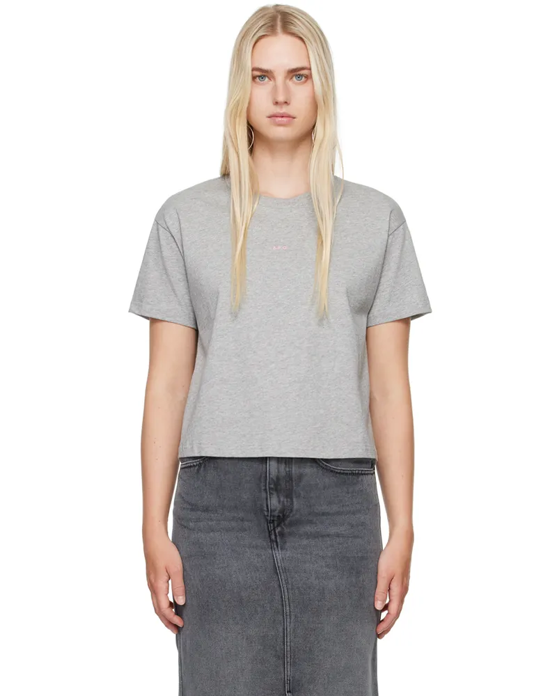 A.P.C. Gray Boxy Printed Micro Logo T-Shirt Gris