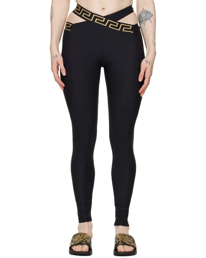 Versace Black Greca Border Leggings 1b000-black