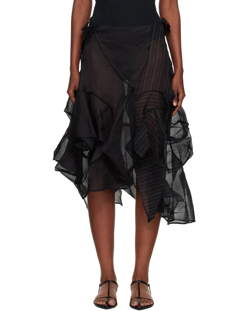 Yohji Yamamoto Black Darts 3D Midi Skirt 1