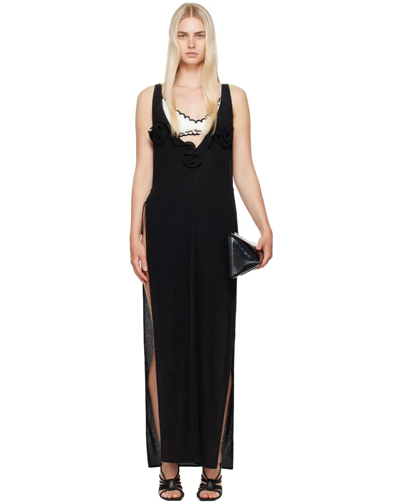 Magda Butrym Black High Leg Midi Dress Black