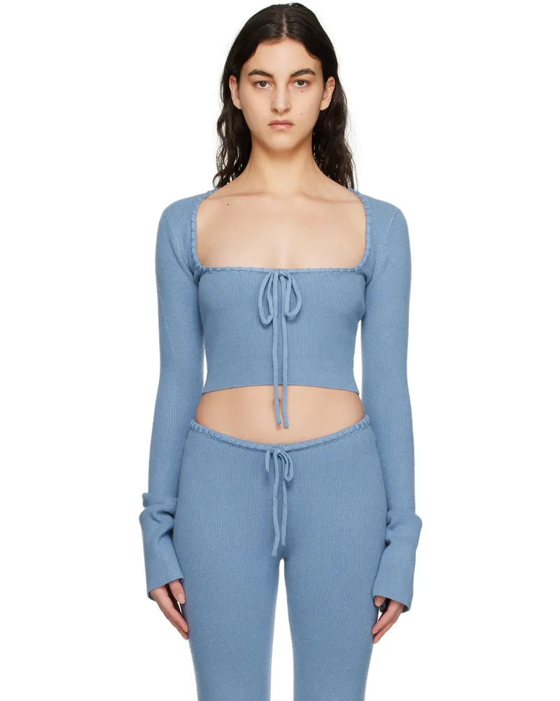 GUIZIO Blue Bow Sweater Denim
