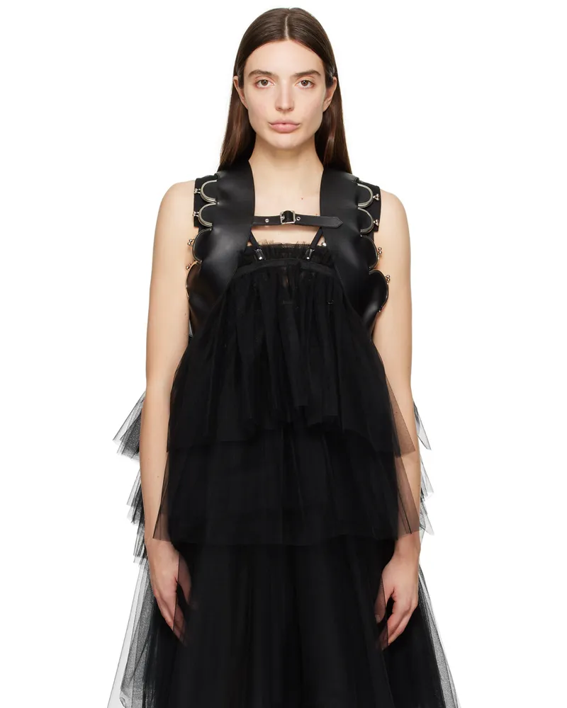 Noir Kei Ninomiya Black Coin Pocket Faux-Leather Vest 1