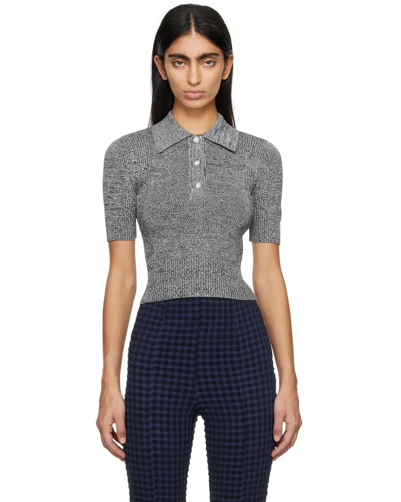 Ganni Black Crystal Cut Polo 099