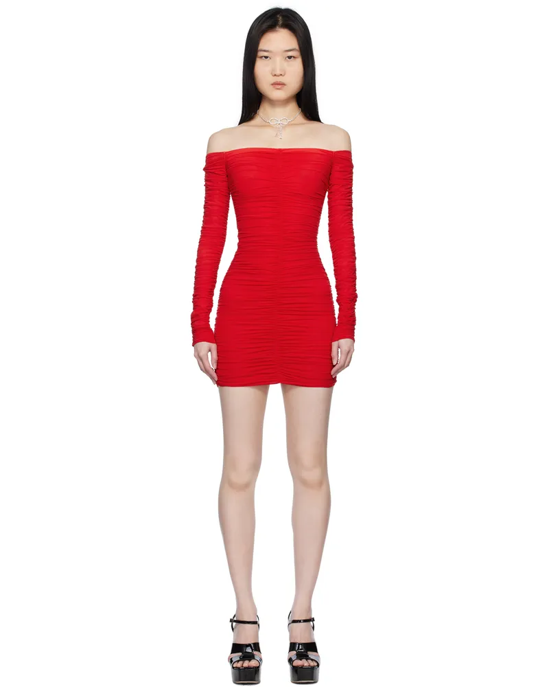 Blumarine Red Ruched Minidress N0313