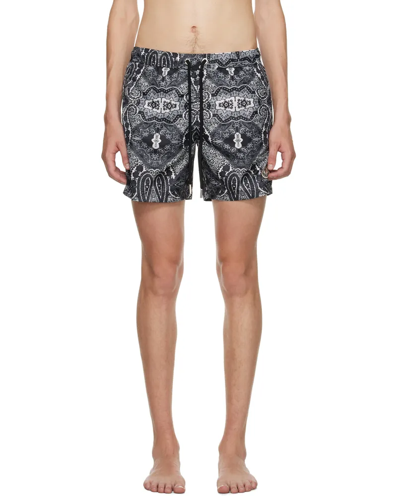 Moncler Black Bandana Print Swim Shorts S90