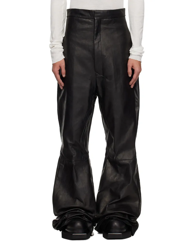Rick Owens Black Hollywood Dirt Bolan Leather Trousers 09