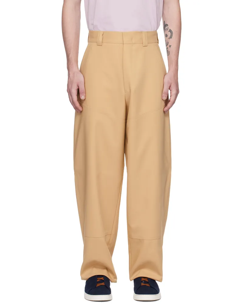 Ermenegildo Zegna Beige Paneled Trousers 587257a5