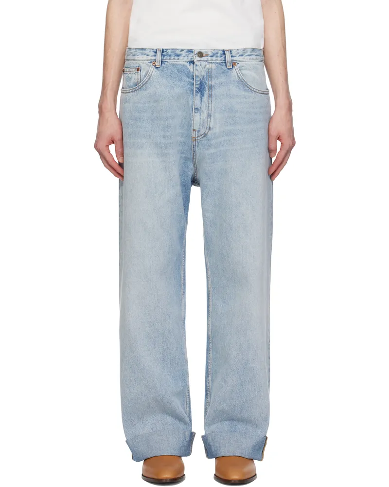 Valentino Garavani Blue Rolled Cuff Jeans Denim