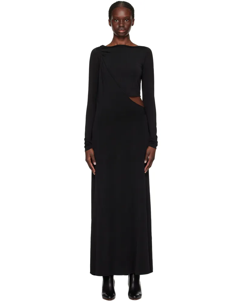 Paris Georgia Black Drape Maxi Dress Black