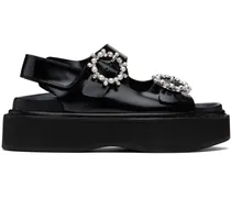 Black Beaded Platform Sandals