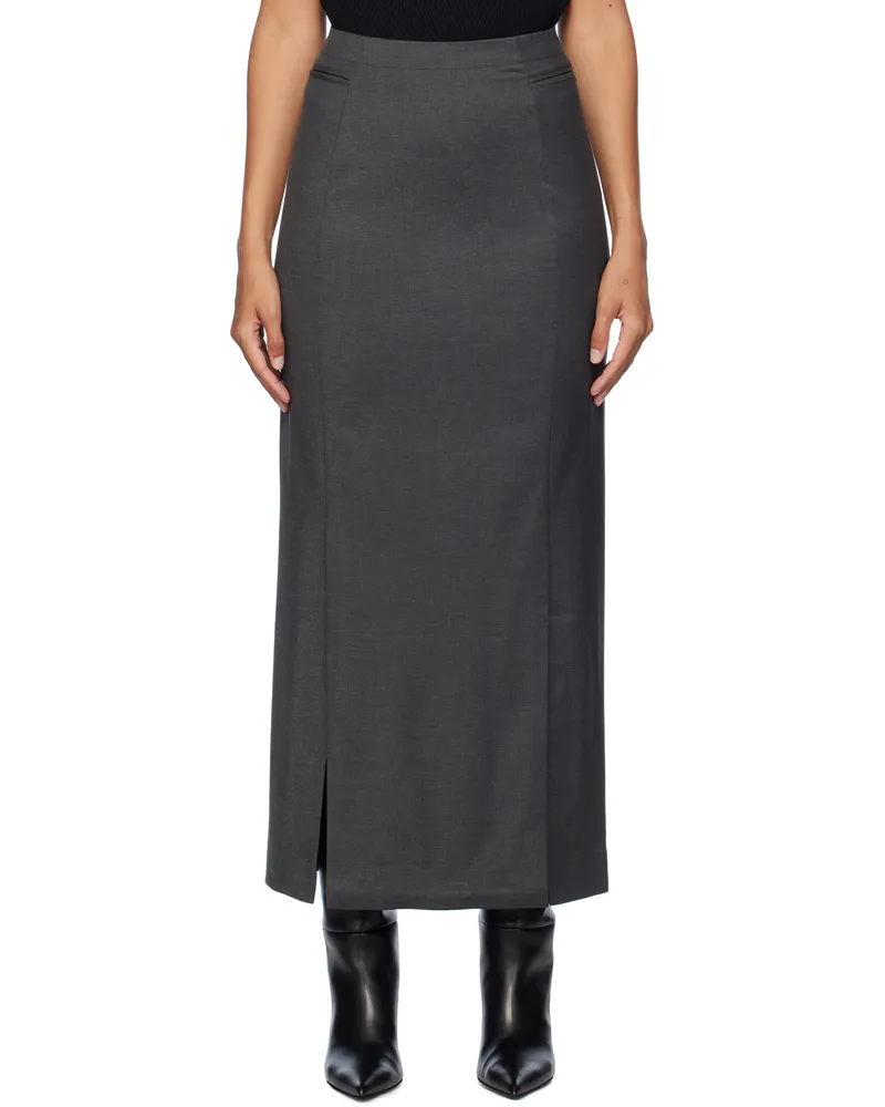 ROTATE Birger Christensen Gray Pencil Midi Skirt 2535