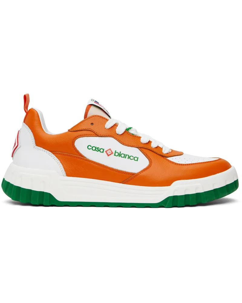 Casablanca Paris Orange & White 'The Court' Sneakers Orange