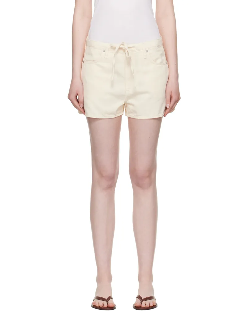 Rag & Bone Off-White Featherweight Nolan Drawstring Denim Shorts Ecru