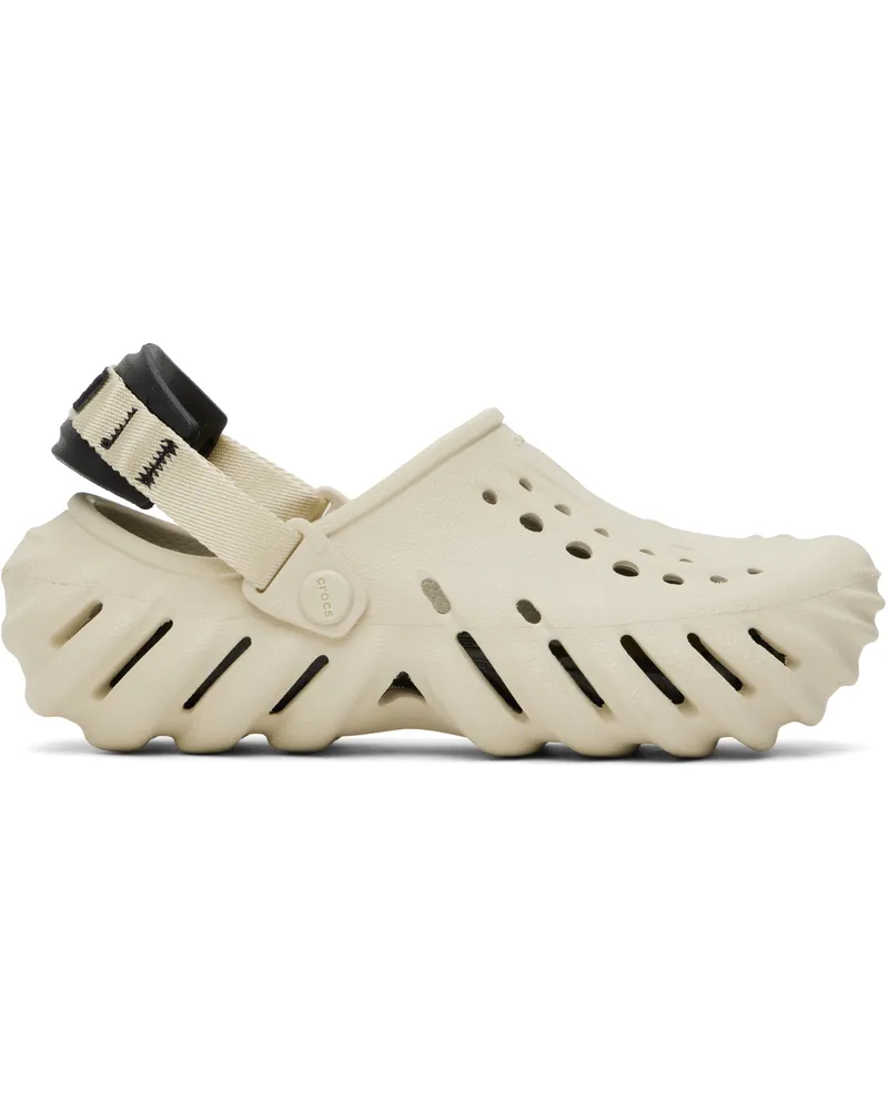 Crocs Beige & Black Echo Clogs Bone